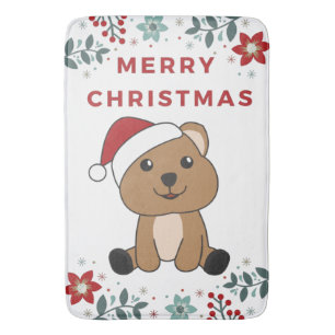 Tapis De Bain Quokka Noël Neige Hiver Animaux Quokkas Bain