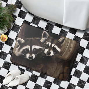 Tapis De Bain Raccoons Brown Cute Tree