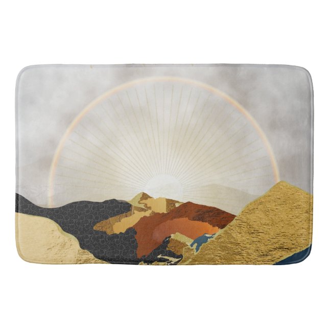Tapis De Bain Rainbow Gold Metallic Mountain Soleil brillant (Devant)
