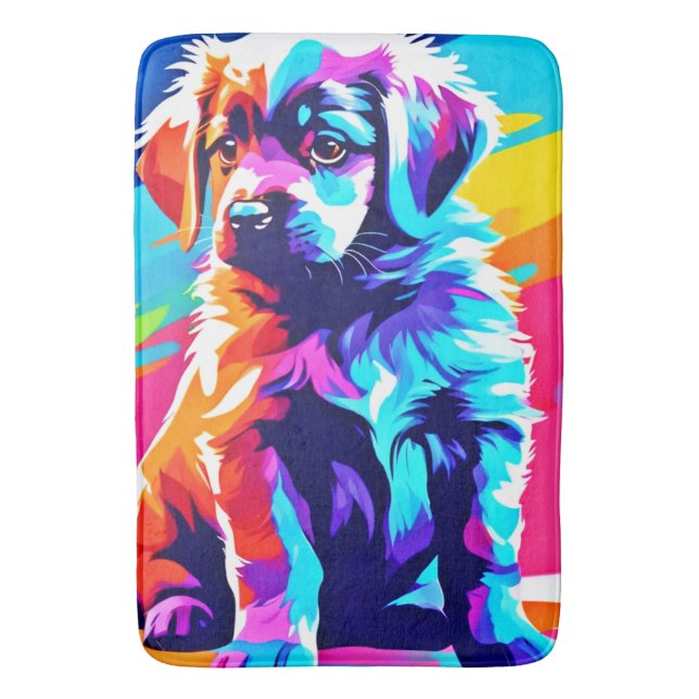 Tapis De Bain Rainbow Hug Dog Art (devant Vertical)