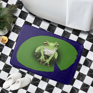 Tapis De Bain Rainette verte américaine sur nénuphar