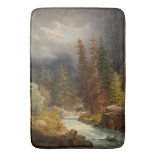 Tapis De Bain Randonnée à côté d'une rivière torrentielle