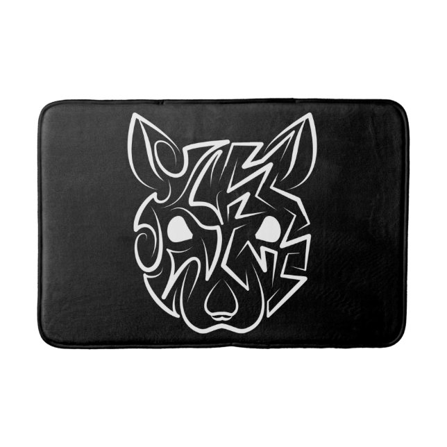 Tapis De Bain Rat tribal noir et blanc (Devant)