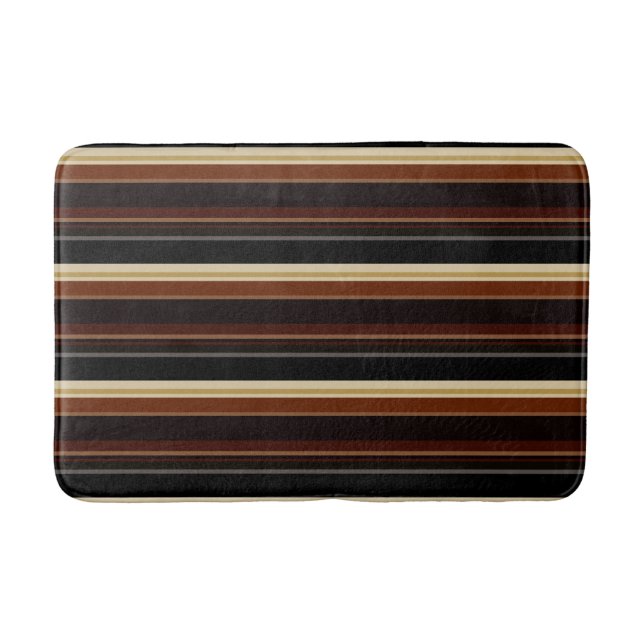 Tapis de bain rayé dans le brun et le noir (Devant)
