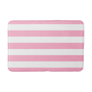 Tapis de bain rayé de rose et blanc