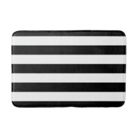 Tapis de bain rayé noir et blanc