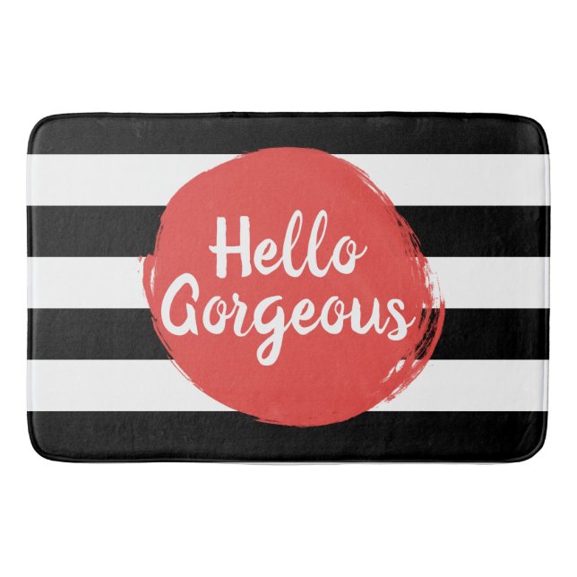 Tapis De Bain Rayé noir et blanc magnifique rouge de peinture (Devant)