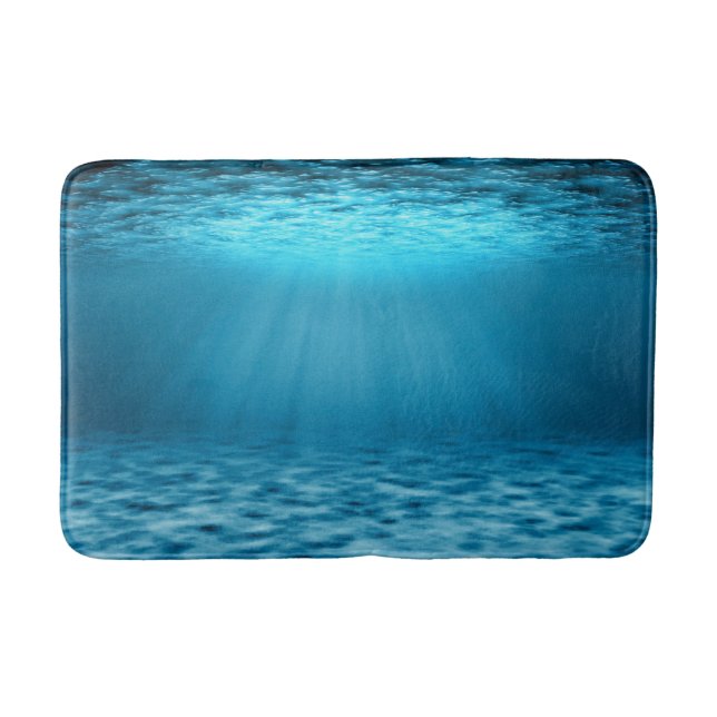 Tapis De Bain Rayons de lumière sous-marins bleus de l'océan (Devant)