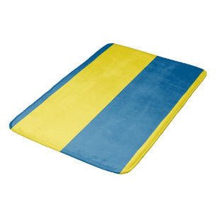 Tapis De Bain Rayures   Bleu et jaune   Personnalisable