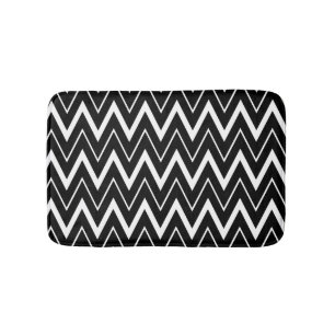Tapis De Bain Rayures Chevron Noir Blanc