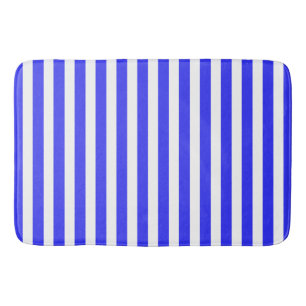 Tapis De Bain Rayures de bonbon bleues royales et blanches