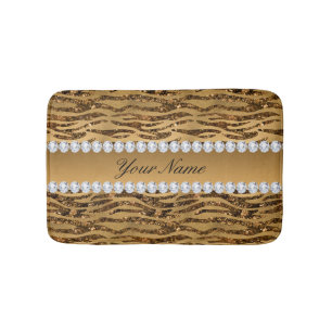 Tapis De Bain Rayures en bronze de zèbre d'aluminium de Faux