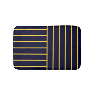 Tapis De Bain Rayures profondes bleu et jaune