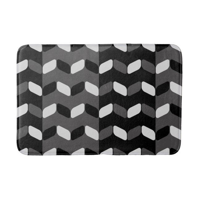 Tapis De Bain Rectangles diagonales noir gris foncé (Devant)