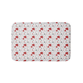 Tapis De Bain Red and Black Doodle Hearts Love 