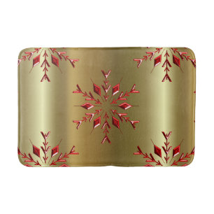 Tapis De Bain Red Christmas Stars on Gold