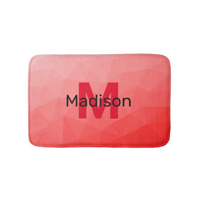 Tapis De Bain Red gradient geometric mesh pattern Monogram (Devant)