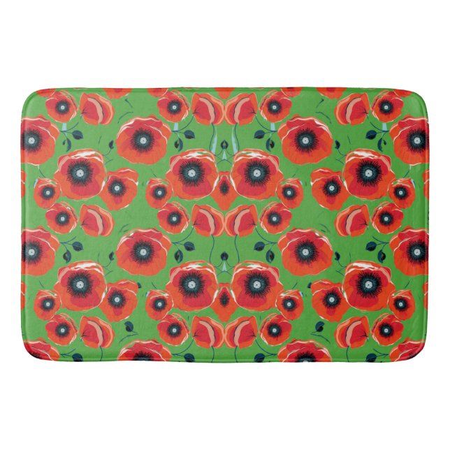 Tapis De Bain Red Poppies Apple Green (Devant)