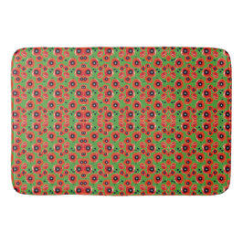 Tapis De Bain Red Poppies Apple Green