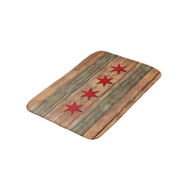 Tapis De Bain Regard découpé par bois de drapeau de Chicago (Angle)