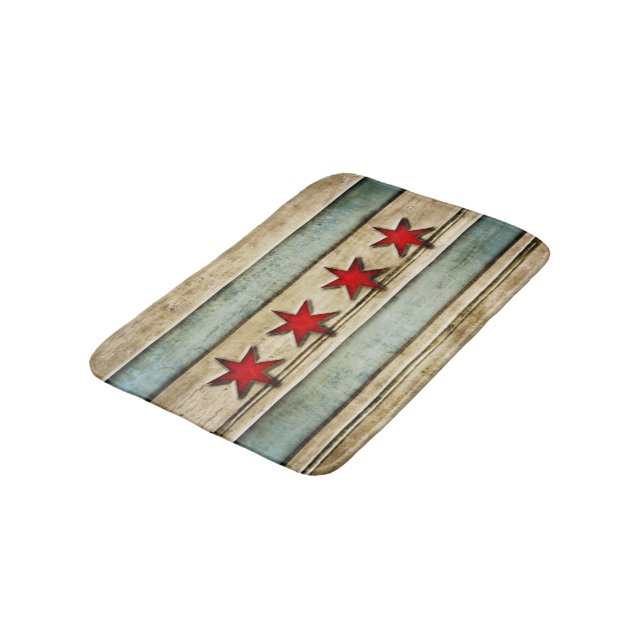 Tapis De Bain Regard du bois découpé par drapeau de Chicago (Angle)
