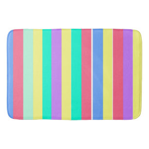 Tapis De Bain Réglage des rayures pastel de printemps