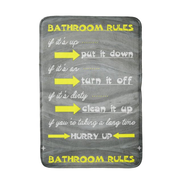 Tapis De Bain Règles de salle de bains d'amusement (Devant (Vertical))