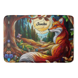 Tapis De Bain Renard rouge et soleil et forêt