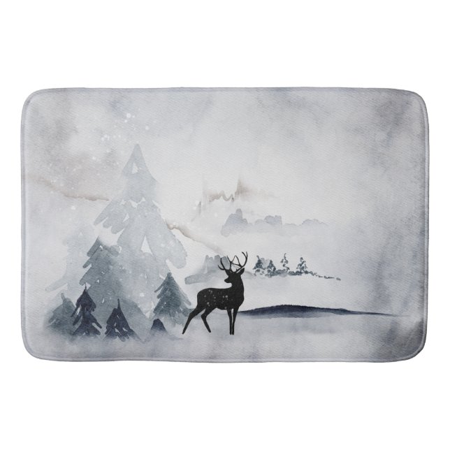 Tapis De Bain Rennes dans l'Aquarelle gris sauvage Noël (Devant)