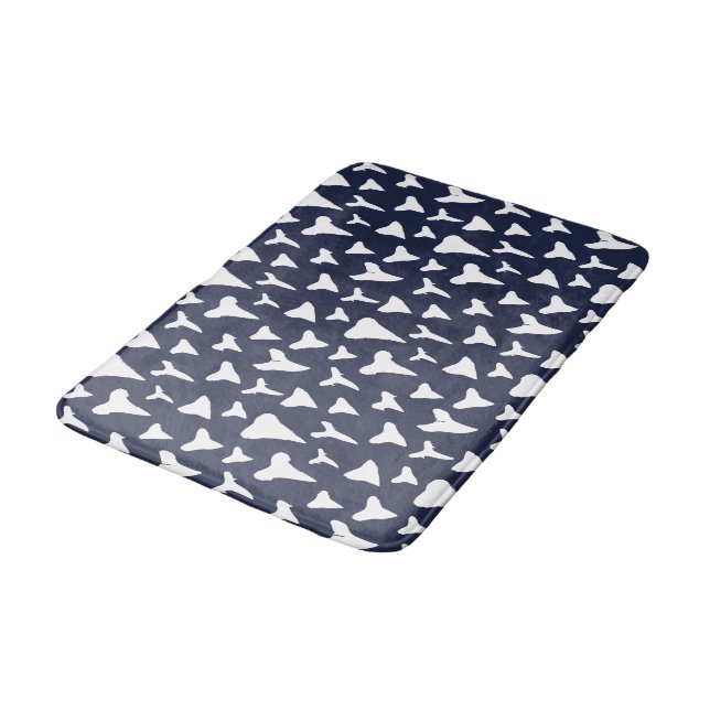 Tapis De Bain Requins nautiques Tooth bleu et Motif blanc (Angle)