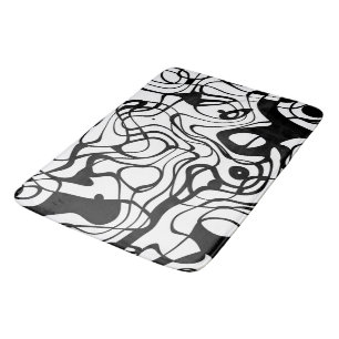 Tapis De Bain Résumé Marbré Noir et Blanc