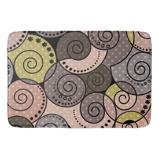 Tapis De Bain Rétro, abstrait, spirales (Devant)