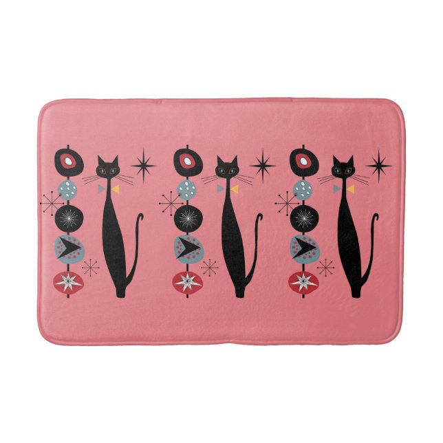 Tapis De Bain Retro Atomique Moyen Siècle Moderne MCM Cool Chat  (Devant)