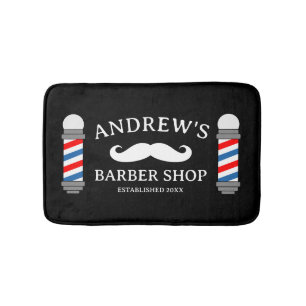 Tapis de bain rétro barbier avec logo d'entreprise