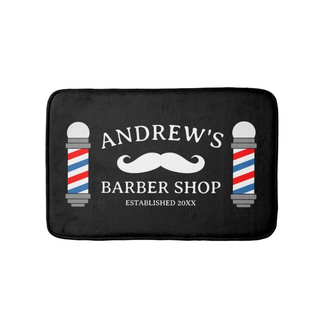 Tapis de bain rétro barbier avec logo d'entreprise (Devant)