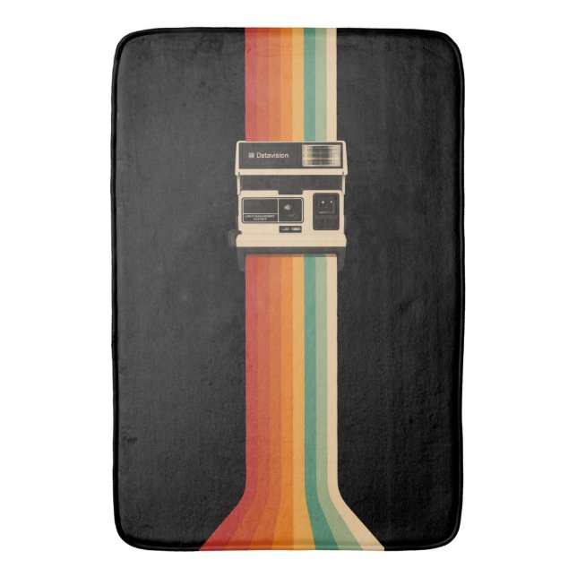 Tapis De Bain Retro Camera with Rainbow Print (devant Vertical)