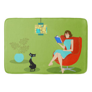 Tapis De Bain Retro Lecture Femme Bath Mat