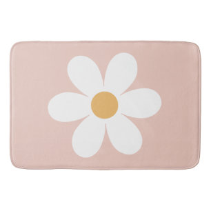 Tapis De Bain Rétro marguerite rose bohème