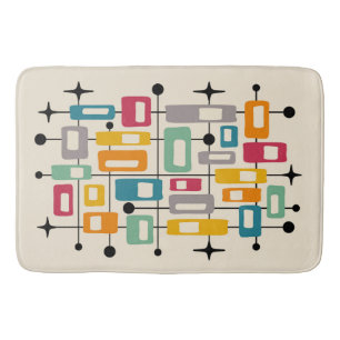 Tapis De Bain Retro Mid-Century Moderne Abstrait
