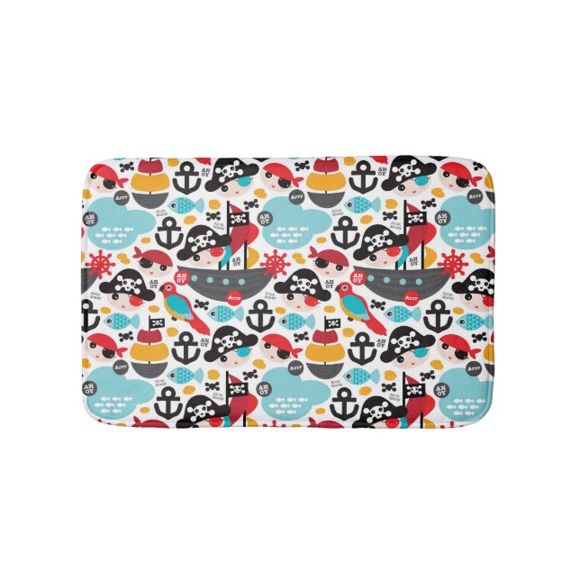 Tapis De Bain Rétro navigation d'illustration de pirates (Devant)