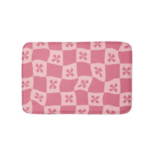 Tapis De Bain Retro rose À damiers motif floral