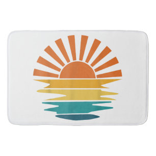 Tapis De Bain Retro Sunset Rays Wavy Vintage Retro Sunshine Sun