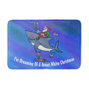 Tapis De Bain Rêver D'Un Grand Noël De Requin Blanc