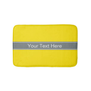 Tapis De Bain Ribbon jaune uni, gris charbon Nom Monogramme