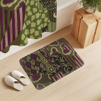 Tapis De Bain Rideaux à motifs mixtes Burgundy Red Sage Olive Gr