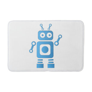Tapis De Bain Robot rétro bleu
