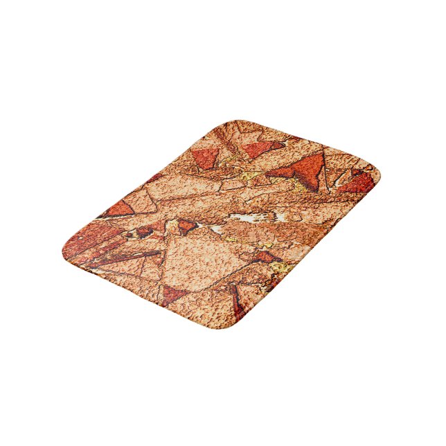 Tapis De Bain Rocher volcanique peint en rouge orange (Angle)