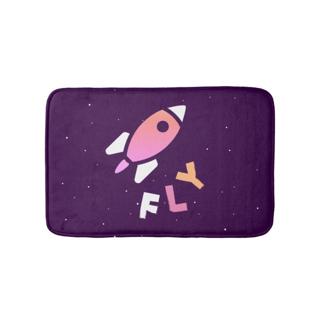 Tapis De Bain Rocket - Purple & Pink Abstrait Pop Art. FLY! (Devant)