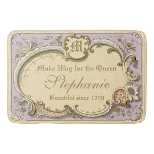 Tapis De Bain Rococo-Boudoir - Lilac en or à cadre élégant