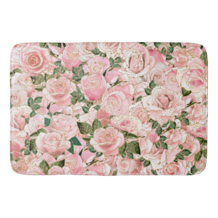 Tapis De Bain Rose Botanique décoratif Blush Pink Gold Glam